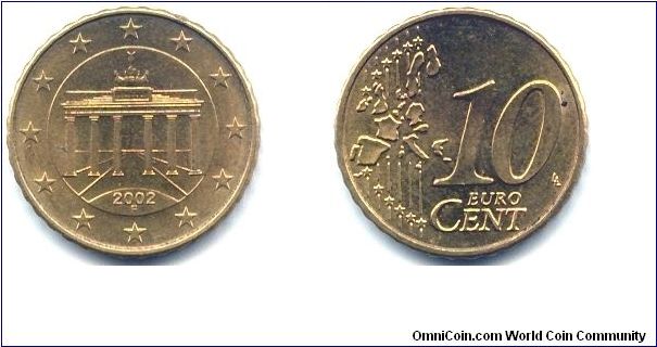 Germany, 10 euro cents 2002.