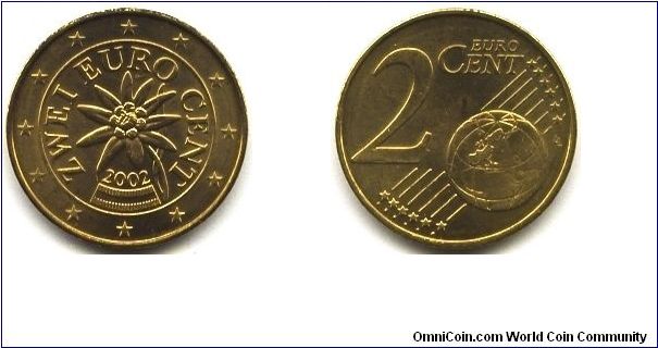 Austria, 2 euro cents 2002.