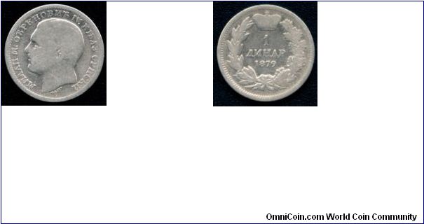 1 dinar 1879,silver