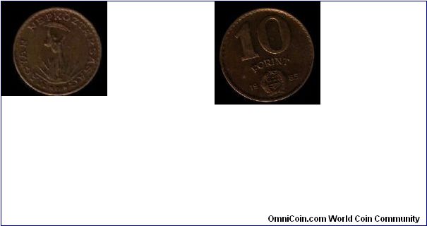 10 forint Hungary 1985