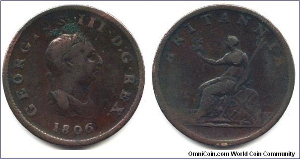 Great Britain, 1/2 penny 1806.
King George III.