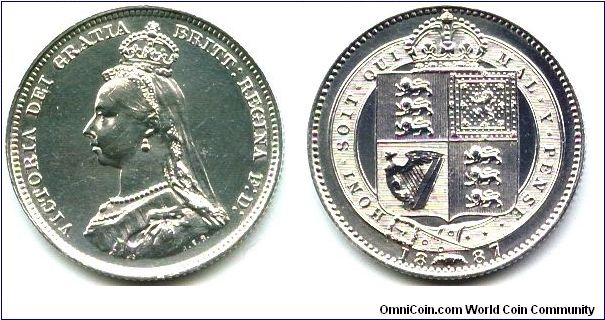 Great Britain, 1 shilling 1887.
Queen Victoria.