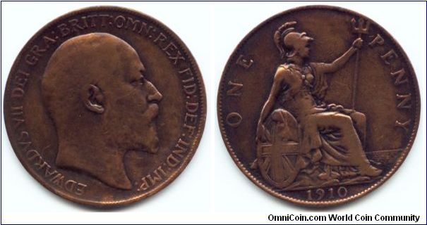 Great Britain, 1 penny 1910.
King Edward VII.