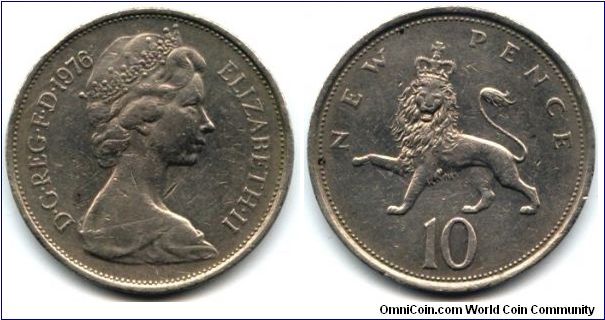 Great Britain, 10 new pence 1976.
Queen Elizabeth II.