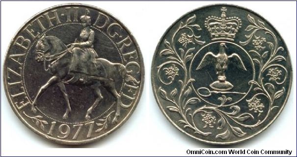Great Britain, 25 new pence 1977.
Queen Elizabeth II - Silver Jubilee of Reign.