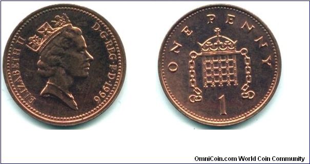Great Britain, 1 penny 1996.
Queen Elizabeth II.
