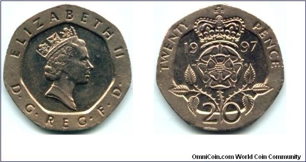 Great Britain, 20 pence 1997.
Queen Elizabeth II.