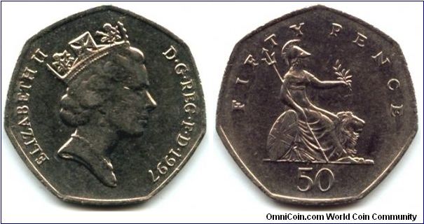 Great Britain, 50 pence 1997.
Queen Elizabeth II.