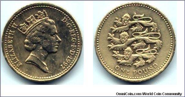 Great Britain, 1 pound 1997.
Queen Elizabeth II. Plantagenet Lions.