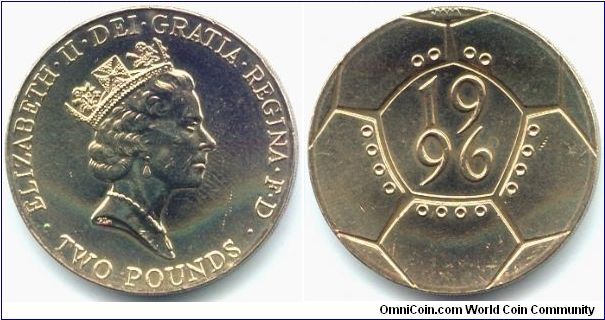 Great Britain, 2 pounds 1996.
Queen Elizabeth II. Tenth European Championship.
