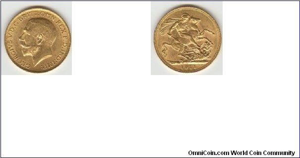 George V, Full Sovereign, 1911 , 7.9881 g., 0.2354 oz. (0.917 gold)