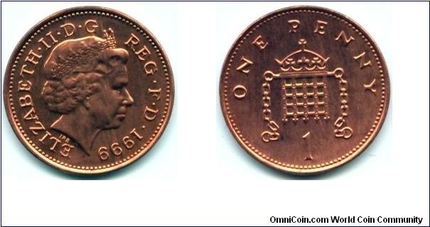 Great Britain, 1 penny 1999.
Queen Elizabeth II.