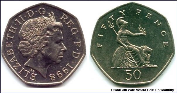 Great Britain, 50 pence 1998.
Queen Elizabeth II.