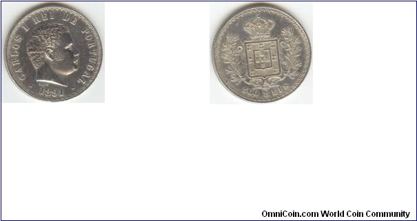 1891 Portugal 500 Reis (Silver)