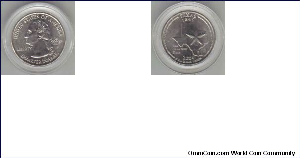 2004-P Texas Quarter, sent to me in the mail from a FREE offer out of the Houston Chronicle!