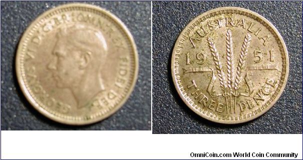 1951 Australian Three Pence