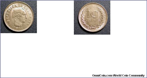 1974 Colombia 10 Centavos