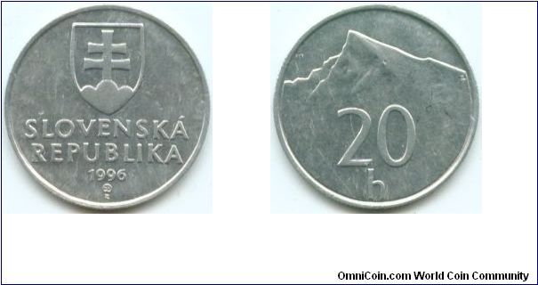 Slovakia, 20 halierov 1996.