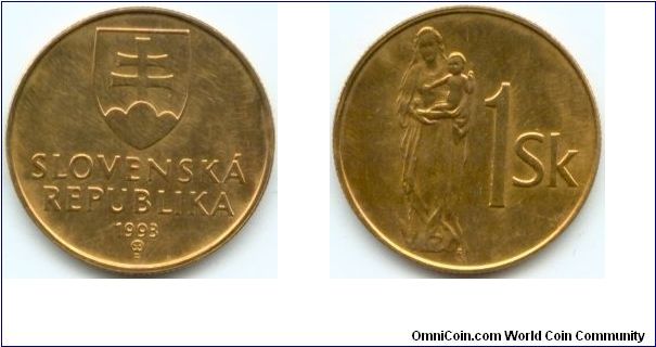 Slovakia, 1 koruna 1993.