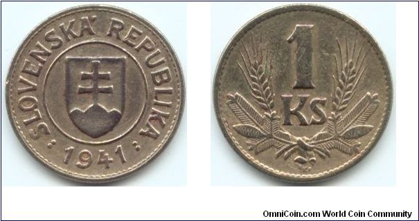 Slovakia, 1 koruna 1941.