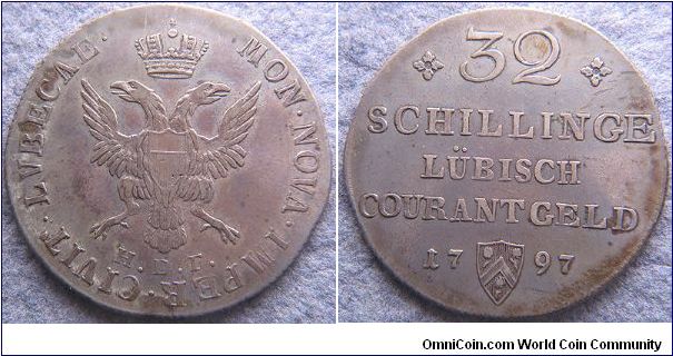 Lubeck, 32 schilling, 1797 HDF