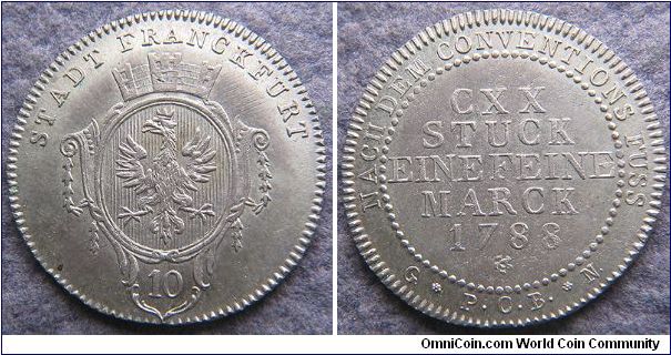 Frankfurt, 10 kreuzer, 1788 G PCB N