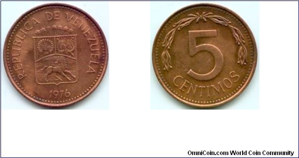 Venezuela, 5 centimos 1976.