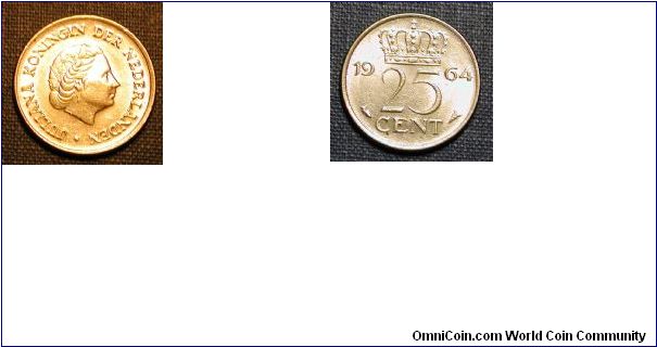 1964 Netherlands 25 Cents