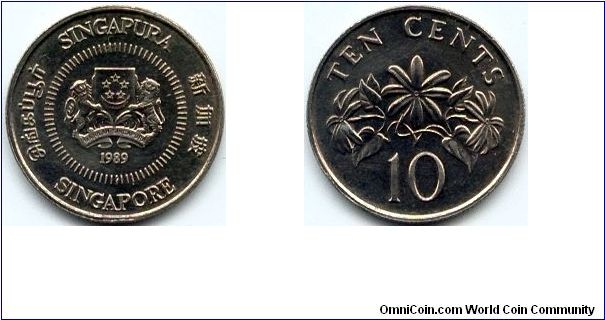 Singapore, 10 cents 1989.