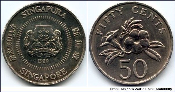 Singapore, 50 cents 1989.