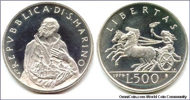 San Marino, 500 lire 1979.
St. Marino.