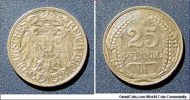 1910 Germany, Empire, 25 Pfennig