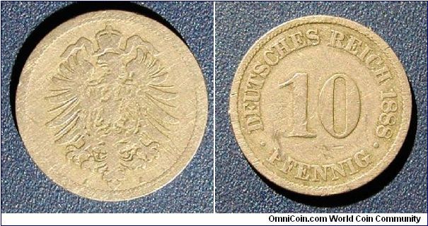 1888 Germany, Empire, 10 Pfennig