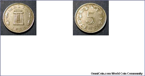 1972 Malta 5 Cents