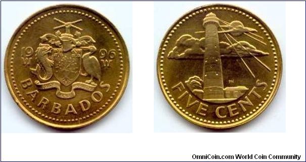 Barbados, 5 cents 1996.