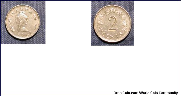 1977 Malta 2 Cents