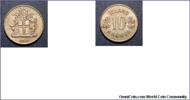 1976 Iceland 10 Kronur