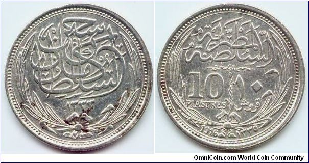 Egypt, 10 piastres 1335 (1916).