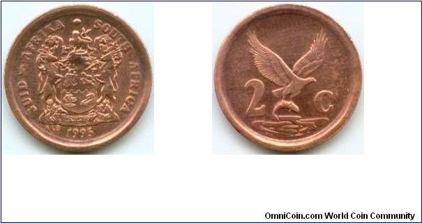 South Africa, 2 cents 1995.