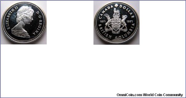 Canada, 1 dollar, 1971,  Centenary of British Colombia joining Confederation