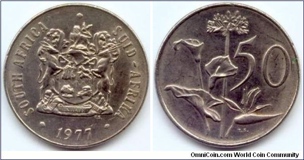 South Africa, 50 cents 1977.