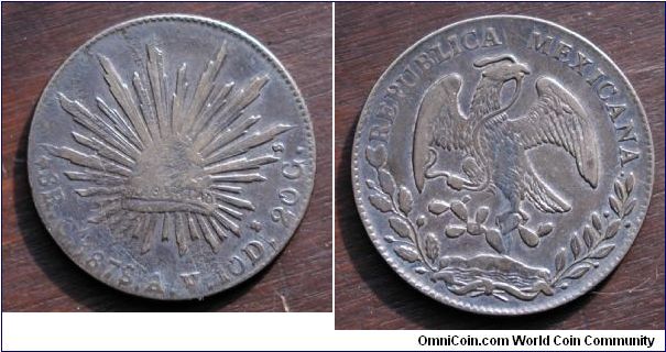 1878 Mexico 8 Reales, Chihuahua Mint