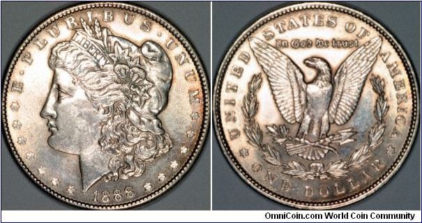 USA Silver Morgan dollar of 1888.
Images copyright Chard
