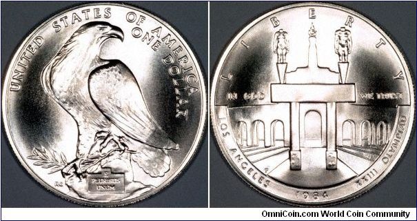 Silver commemorative dollar for the L.A. Olympics