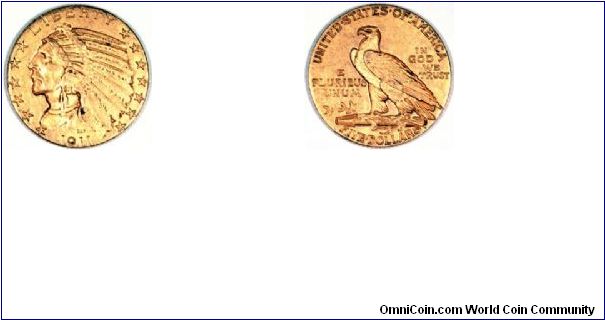 USA gold half eagle 5 dollars.