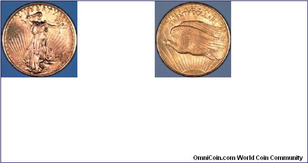 US ST. Gaudens gold double eagle, Philadelphia Mint.