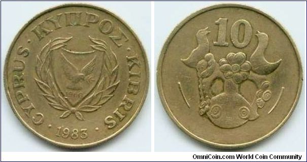 Cyprus, 10 cents 1983.