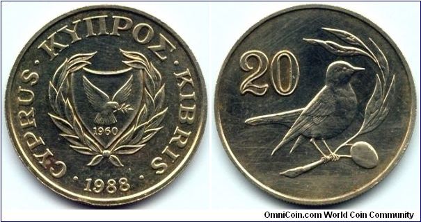 Cyprus, 20 cents 1988.