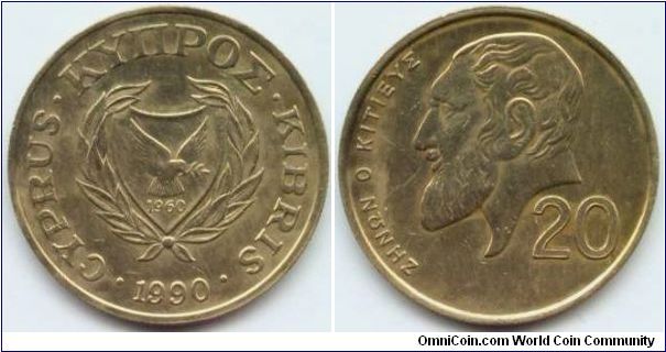 Cyprus, 20 cents 1990.
Zamon D. Keteus.