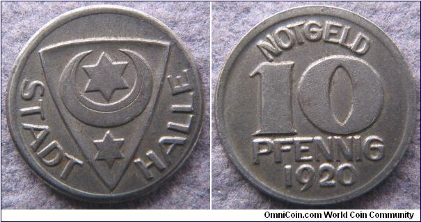 Halle, 10 pfennig, 1920 notgeld